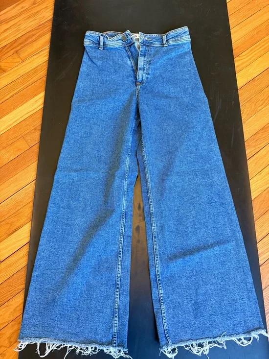 Zara High-Rise Wide-leg Marine Jeans - Picture 3 of 5